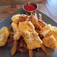 Fried Catfish Basket  · 3 Redfin’s breaded catfish portions with signature fries. jalapeño tartar sauce and ketchup