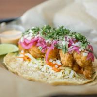 Grilled Baja Shrimp · Grilled shrimp with cooked cabbage slaw topped with pickled jalapenos, onions, cotija cheese...