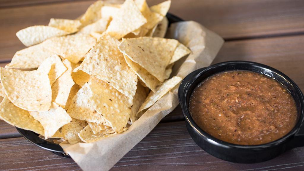 Salsa & Chips - 1/2 · Homemade chips & your choice of salsa. All salsas contain Soy, except for Chipotle and Poblano (Dairy, Soy, Eggs, Avocado)