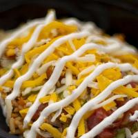Grande Burrito Bowl · Pro Tip! Make your burrito into a bowl. Your choice of protein, pinto beans, rice, pico de g...