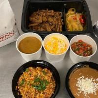 Family Pack Beef Fajita · Family packs serve 4-5 people! Marinated & Grilled Beef, Grilled Onions & Peppers, Pico de G...