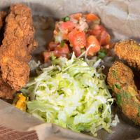 Little Wrecker · Served with lettuce, pico de gallo & poblano sauce (Cal 303-392). Your choice of: 2 fried ch...