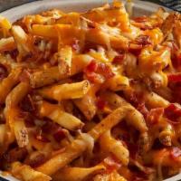 Bacon Cheese Fries · Loaded french fries, topped with hot, melted monterey jack and cheddar cheeses and crunchy b...