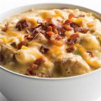 Potato Cheese Soup · Rich, creamy potato soup, topped with shredded cheese and crunchy bacon crumbles