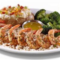 Grilled Shrimp · Cajun seasoned, grilled shrimp, served over seasoned rice