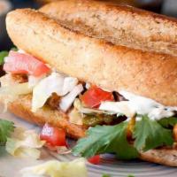 Torta · Comes with choice of meat..beans, mayo, lettuce tomato, cilantro, cebolla, Mexican cream.