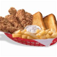Chicken Strip Cuntry Basket  · DQ®s crunchy, golden Chicken Strip Country Basket® is served with crispy fries, Texas toast,...