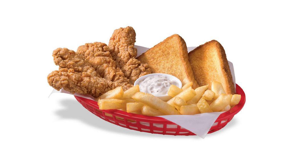 Chicken Strip Country Basket® · DQ®s crunchy, golden Chicken Strip Country Basket® is served with crispy fries, Texas toast and the best cream gravy anywhere.