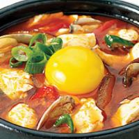 Soontofu Chigye (Small) · Medium Spicy. Spicy soft tofu soup with seafood.