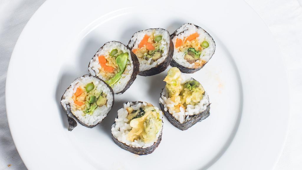Buddha Roll/Vegetable · Vegetarian. Avocado and tempura vegetables wrapped in seaweed.