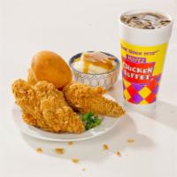 3 Pc White Combo · Two breast and one wing, regular side, roll, regular drink. Calories per serving: 870-2240.