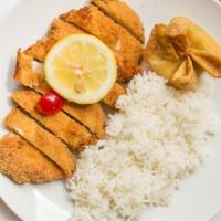 Lemon Chicken · Served with plain fried rice white rice egg roll or cheese rangoon. no substitution on rice....