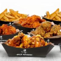 Pecker Wrecker · combo includes 80 wings (bone-in or boneless), up to 4 flavors, choice of dips, 4 sides of f...