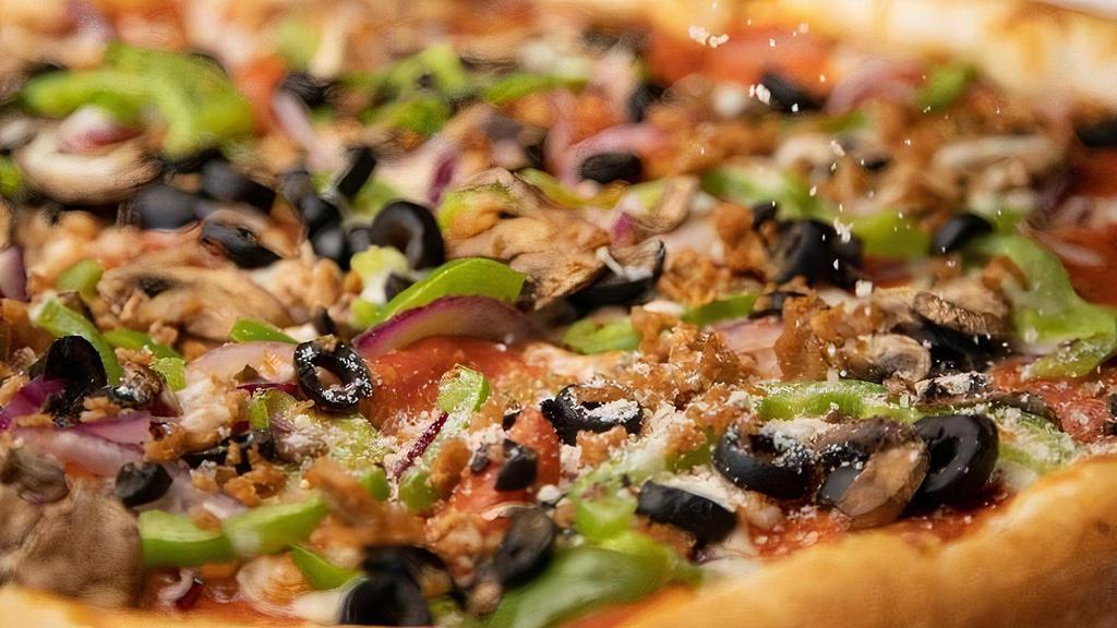 --Lg-Woody'S Supreme · Zesty marinara, mozzarella, pepperoni, Italian sausage, mushrooms, red onions, black olives, and bell peppers