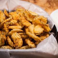 Fried Pickles · Dill Pickles, Lightly Battered and Fried. Served with a Side of Ranch