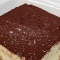 Tiramisu · A coffee-flavored Italian cake. Ladyfingers cake dipped in coffee, layered with a whipped mi...