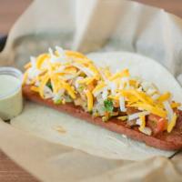 Republican · Grilled Jalapeno cheddar sausage, shredded cheese & pico de gallo.  Served with POBLANO SAUC...