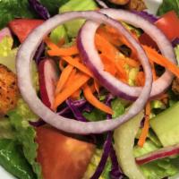 House Salad · Chopped Lettuce & Greens, Shredded Carrot & Red Cabbage, Tomatoes, Red Onion