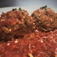 Spaghetti & Meatballs · Homemade Marinara & all-beef Meatballs