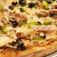 Brooklyn Special · Our original pizza made with Pepperoni, Canadian bacon, Bell peppers, White onions, Black ol...