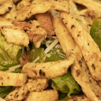 Grilled Chicken Caesar · Classically prepared romaine lettuce with grilled chicken topped with herb infused croutons ...