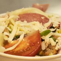Antipasto Salad · Fresh iceberg lettuce topped with ham, salami, pepperoni, tomatoes, mushrooms, black olives,...
