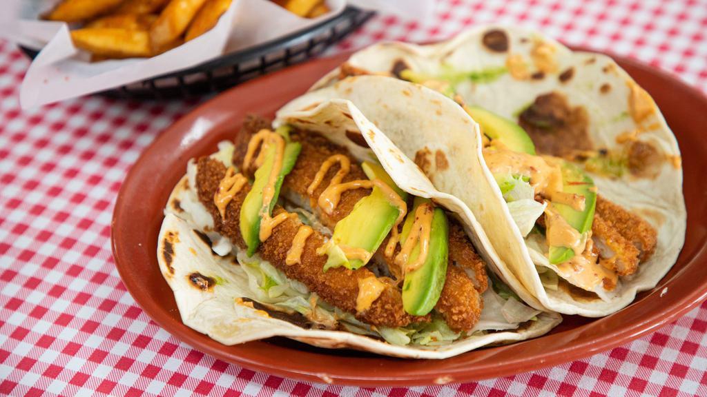 Fish Tacos · Side of seasoned fries
