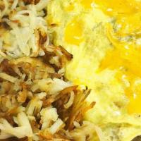 Huevos Bueno · Diced ham, onions, American cheese, green peppers topped with our famous homemade hot sauce,...