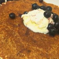Fruit Pancakes · Pancakes topped with your choice of blueberries, strawberries or peaches