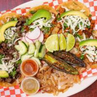Mini Tacos · Five minis. Bistec, pastor pollo or campechanos with onions cilantro, avocados, white cheese...