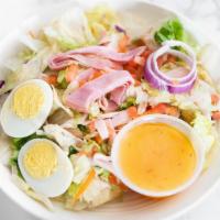Chef Salad · Everything a salad needs and then some! Iceberg lettuce jazzed up with cheddar cheese, bacon...