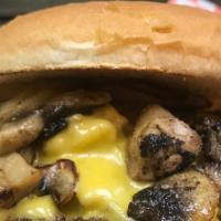 Mushroom Cheeseburger · Mushroom, American cheese with all the fixings.