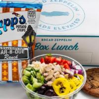 Bowl Tejano Caesar Box Lunch · Your choice of a Bowl or Zeppelin. Includes Chips & Chocolate Chip Cookie.