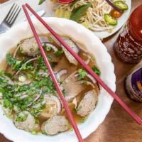 Beef Pho · Choose up to two: eye of round, well-done brisket, flank beef, meatballs.
