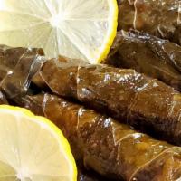 Grape Leaves · Grape leaves stuffed with a mix of rice, vegetables & tangy seasonings.