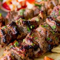 Beef Kabob · Charcoal grilled cubes of filet mignon.