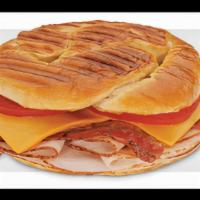 Turkey, Bacon, & Cheddar · Oven-roasted turkey, crisp bacon, cheddar, and tomatoes with spicy mustard.