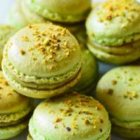 Pistachio French Macaron · Delicate pistachio sandwich cookie with crisp outside and creamy filling.