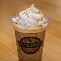 Iced Maple Mocha Latte · Espresso, steamed milk, maple syrup and mocha served over ice. (187 – 289 cal)