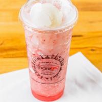 Strawberry Ice Blended With Lychee Jelly And Ice Cream* · Non-Caffeinated * This item comes with lychee and ice cream