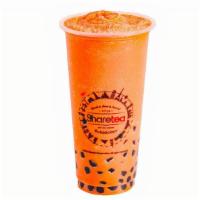 Thai Tea Ice Blended With Pearl · This item comes with boba