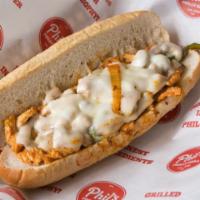 Phil’S Chicken Philly · Marinated chicken breast, onions, mushrooms, green peppers and provolone cheese.