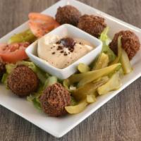 Falafel · Six golden chick pea fritters