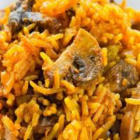 Mushroom Biryani · Basmati rice cooked with garden fresh mushroom and Indian spices