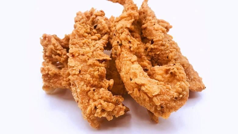 Plain Chicken Strips · Crispy fried chicken strips; served with choice of dipping sauce