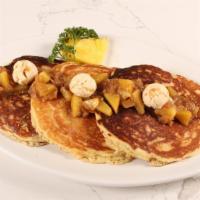 Pineapple Upside Down Pancakes · Topped w/sauteed pineapple + house pineapple butter + grade a maple syrup. You can add sausa...