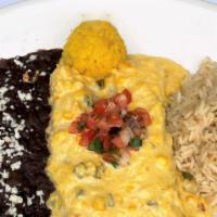 Blue Crab & Shrimp Enchiladas  · Corn tortillas rolled with a crab cake-style filling of blue crab, shrimp, green onions, cil...