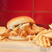 Twisted Tender Sandwich · Crispy chicken tenders with pickles and ranch.