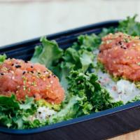 Lettuce Wraps · choice of spicy ahi tuna, bulgogi beef, chicken, or tofu served with crab salad & creamy avo...