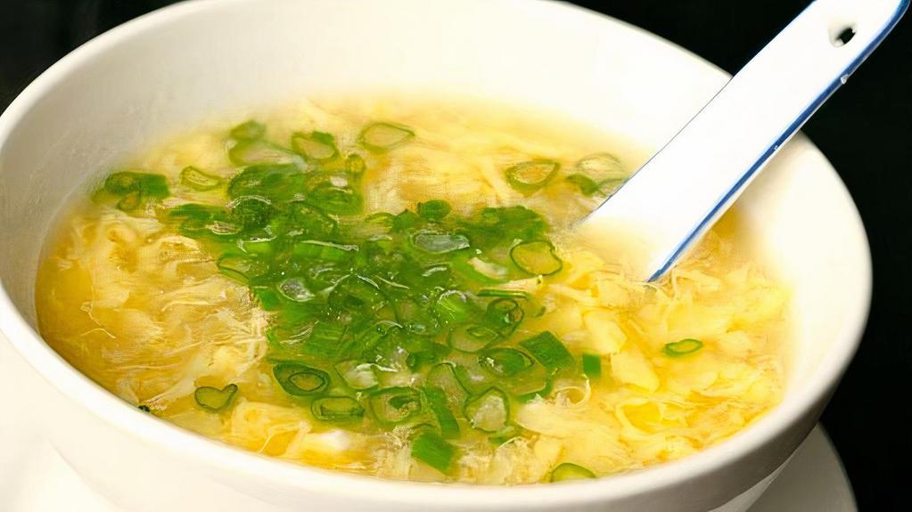 Egg Drop Soup · Thick broth with egg.